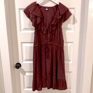 NWT Old Navy Ruffled Burgundy Dress